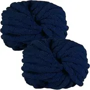 MeYuxg 2 x 250 g Thick Wool Yarn Knitting Yarn, Super Soft Chenille Chunky Yarn, Wool Super Bulky for Crocheted Blankets, Knitted Pet Nest Blankets, Decorative Cushion, Arm Knitting Wool - Navy Blue