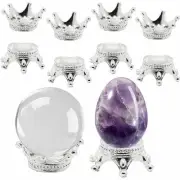 10 pcs Metal Silver Crystal Ball Stands Globe Stone Holders Egg Sphere Displa...