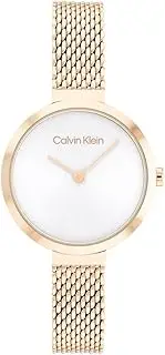 [Calvin Klein] Minimalistic T Bar Mesh IP Carnation Gold Steel Silver White Dial Women's Watch