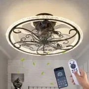 Ceiling Fan with Lights Remote Control, 6 Speeds Retro Black Industrial
