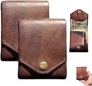 [Generic] Multifunctional Compact Wallet, Handmade Leather Card Holder, Slim Minimalist Wallet, Multifunctional Leather Wallet, Front Pocket Wallet Slim, Leather Slim Money Clip Wallet, Built-In Pen Slot (2pcs)