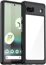 EabHulie Google Pixel 6A Case, Clear PC Back TPU Bumper Case Cover for Google Pixel 6A Black