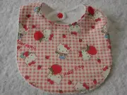 Hello Kitty Red & White Newborn Baby Bib Cotton Front Towelling Back Handmade