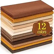 XSEINO 12 Rolls 8"x35"(20.5x90cm) 1.4mm Thick Soft Felt Fabric Sheet 12 Assorted Brown Series Colors Felt Pack for DIY Craft Sewing Squares Nonwoven Patchwork