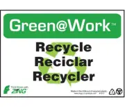 ZING 1012 Green@Work Recycle Sign 7" x 10" Plastic (Pack of 6 Signs)
