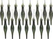 Christmas Concepts® Pack of 15-8.5cm Droplet Baubles - Matte & Glitter Design - Christmas Baubles (Forrest Green)