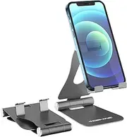 Cell Phone Stand Adjustable, YOSHINE Portable iPhone Stand Mobile Phone Stand Tablet Stand Foldable Phone Holder for Desk Universal Aluminum Stand Holder Mount for Switch Kindle Smartphones and Tablets - Space Grey