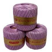 3 Vintage J&P Coats Knit-Cro-Sheen Mercerized Cotton Thread Lavender/Purple 525Y