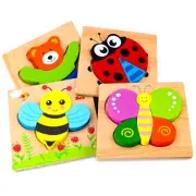 NEW Skyfield Wooden Animal Puzzles with 4 Patterns for Toddlers Toy Jigsaw