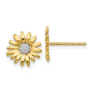 14K Yellow & Rhodium Mini Daisy Post Earrings