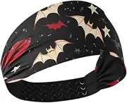 [Yoogain] Gothic Style Darkness Red Lips Cooling Women's Fashion Headbands Elastic Head Sweat Bands for Women for Tennis Workouts Running Volleyball