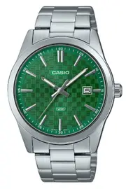 Casio Collection MTP-VD03D-3A1 Green Dial Grey Stainless Steel Mens Watch
