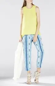 NEW BCBG LT LEMON GRASS JENINA DRAPED RACEBACK TOP SGY1U242/S381A SZ XS