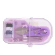 Portable Mini Macaron Color Plastic Sewing Tool Box Needle Scissors Tool(Purple)