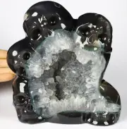 Origianl 6.9" Agate Geode Carved Crystal Skull, Crystal Healing