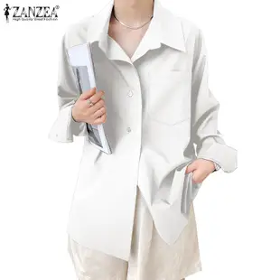 Zanzea 女式韓版正裝長袖有領鈕扣時尚襯衫