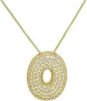 [DIOWUS] Bubble Letter Necklace Gold for Women，Charm Balloon Initial Letter Pendant Zirconia Inlaid Necklaces Fashion Gifts Jewelry