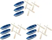 COHEALI 3sets Mini Boat and Paddles Set Sea Theme Decor Home Craft Tabletop Micro Landscape 3pcs*3