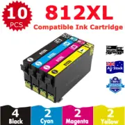 10x 812XL 812 XL Compatible Ink Cartridges For EPSON WF3820 WF3825 WF4830 WF4835