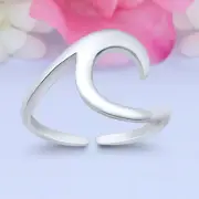 9mm Wave Band 925 Sterling Silver Toe Ring Thin Adjustable Toe Ring