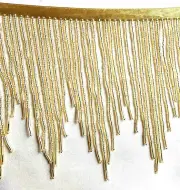 Beautiful Striking Gold 4" glass beaded fringe trim #456