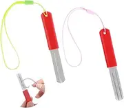 Nogeqi Pack of 2 Hook Sharpener Whetstone for Fishing Hooks, Double-Sided Fish Hook Sharpener, Portable Dart Sharpener, Fishing Hook Grinding Tool with Handle, Hanging for Outdoor Tool Fishing (Red)