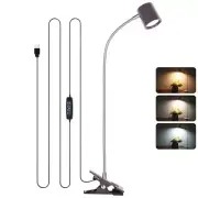 Desk Lamp,USB Clip On Light with 3 Color Modes,LED 10 Levels Brightness Brown