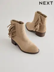 Stone Suede Fringe Western Boots (Q97909) | $51 - $58