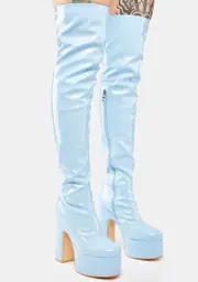 [SIMMI] Blue Athena Patent Thigh High Boots