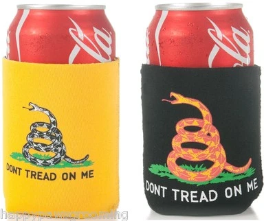 2-US GADSDEN DONT TREAD ON ME Rattlesnake Snake Beer Soda Can Wrap Cooler KOOZIE