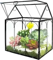 Cozioz Glass Plant Terrarium with Lid – House-Shaped Indoor Terrarium Jar Kit for Succulents, Venus Flytraps, and Air Plants – Decorative Mini Planter for Home or Office (No Plants or Light Included)