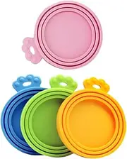 VANZACK 4pcs Silicone Pet Food Can Covers Reusable Sealed Lids for Cat Dog Food Flexible Leak Safe