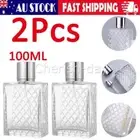 100ML Refillable Perfume Atomizer Empty Flat Glass Spray Bottle Containers 2PCS