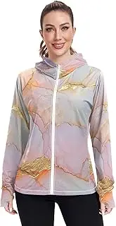 [Caihoyu] Plain Hoodie Long Sleeve Swim Shirts for Women UPF 50+ Protection Workout Sweatshirt Hiking Outdoor Performance, Multicolor10, Small