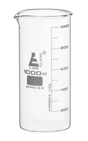 Beaker, 1000ml - Tall Form - Graduated - Borosilicate Glass - Eisco Labs