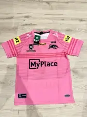 Large 4 Peat Champ Penrith Panthers Mens Premiers Jersey Pink NRL Rugby Jersey