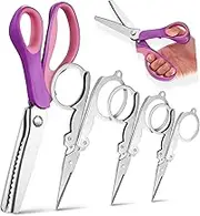 NUOBESTY Sewing Pinking Shears Scissors Serrated Cutting Shears Fabric Scissors Portable Folding