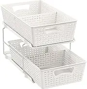 SimpleHouseware 2 Tier Pull Out Drawer for Cabinet Under Sink Organiser, White