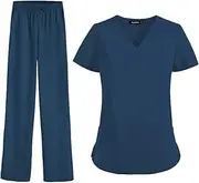 [Oshhni] Nurse Work Clothing Nursing Uniform Scrub Set Women Durable Work Clothes for SPA Cosmetology V Neckline Scrub Top and Pants