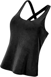 [APLVFFZH] Women Sports Tank Top Built Bra Comfortable Summer Camisole Gym Versatile Training Lightweight Workout Athletic Tank