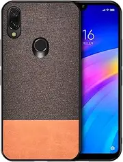 LYX Shockproof Splicing PU + Cloth Protective Case for Xiaomi Redmi 7 (Brown) Shockproof (Color : Brown)