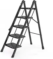 step ladder 2/3/4/5 Step Ladder, Aluminum Folding Step Stool with Convenient Retractable Handgrip, Lightweight Step Ladder with Anti-Slip Sturdy Pedal for Home, Kitchen and Office,330 Lbs Capacity fol