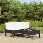 3 Pcs Outdoor Sofa Set With Cushions Poly Rattan Black Modular Lounge Furniture