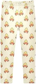 [Joisal] Cute Crabs Yellow Girls Legging, Flexible for Yoga Pants for Girls, 4-10T
