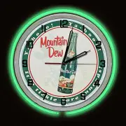 19" MOUNTAIN DEW Yahooo Sign Double Neon Clock Mt Dew