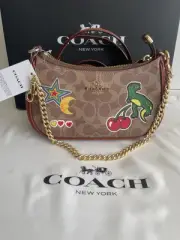 NWT Coach Teri Mini Crossbody Bag In Signature Canvas With Sticker Print