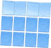 QUMIIRITY 10pcs Transparent CD Cases Plastic DVD Storage Holders for DVDs and Game Discs Compact and Lightweight Organization Blue