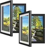 TKINRIC 2Pcs Kids Art Frame,A4 Kids Artwork Display Frame for 100 Pictures Horizontal and Vertical Display for Crafts Drawing 3D Artwork Children's Drawings(Black)
