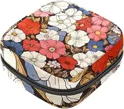 Sanitary Napkin Storage Bag,Period Bag,Pad Bag,Colored Blossom Blue Red,Period Pouch