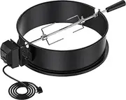 onlyfire BRK-6009 BBQ Rotisserie Ring Kit Fits Weber 47CM Charcoal Kettle Grill with Electric Motor UK, Black Steel